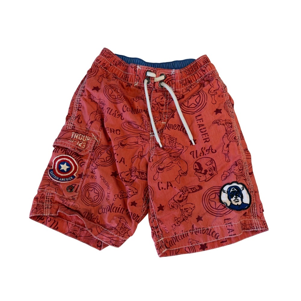 Baby Gap Junk Food Captain America Swim Trunks Boys 4T Red Marvel Board Shorts